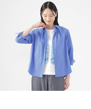 【接触冷感】【UV対策】【ウォッシャブル】ファンクションタイプライターシャツブラウス