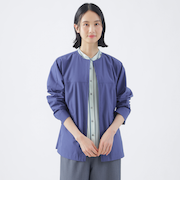 【はっ水】【ウォッシャブル】T/Cタッサーノーカラーブルゾン