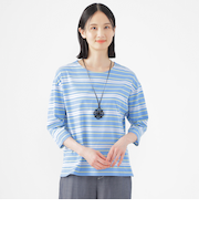 【ウォッシャブル】ジャカードボーダーシルケット　プルオーバー