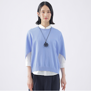 【ウォッシャブル】コットンギマクルーネックニット