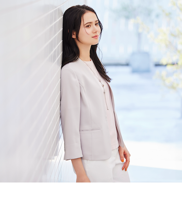 【美シリーズ】【UV対策】【着用しわ軽減】【ウォッシャブル】エアリーコードレーンノーカラージャケット