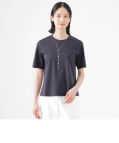 【ウォッシャブル】コンパクトコットンポンチクルーネックカットソー