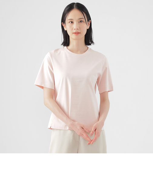 【ウォッシャブル】コンパクトコットンポンチクルーネックカットソー