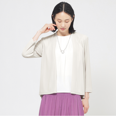 【UV対策】【吸水速乾】【防しわ】【ウォッシャブル】マットフライスジャージショートカーディガン