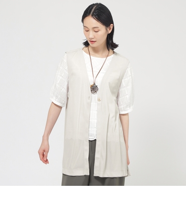 【UV対策】【吸水速乾】【防しわ】【ウォッシャブル】マットフライスジャージロングジレ