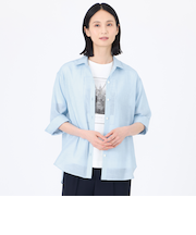 【接触冷感】【ウォッシャブル】シルキーローンシャツブラウス