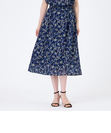 【ウォッシャブル】ミジンサッカー マリンプリントスカート