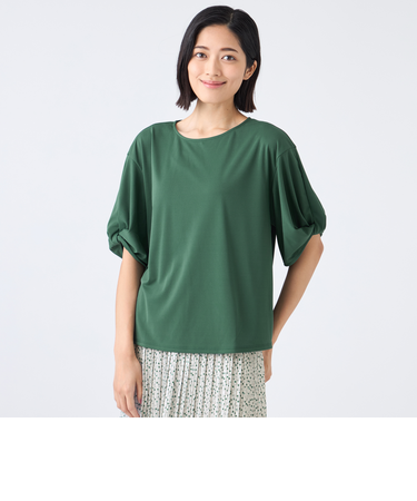 【ウォッシャブル・接触冷感・UV・防シワ】強撚スムースカットソー