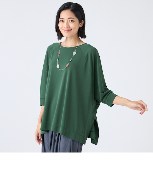 【ウォッシャブル・接触冷感・UV・防シワ】強撚スムースカットソー