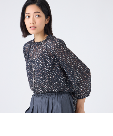 【ウォッシャブル】ドットクレープブラウス