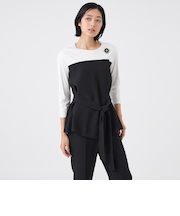 【ウォッシャブル】ドライダブルクロス×スムースコンビカットソー