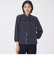 【ウォッシャブル】ジオメトリックプリントブラウス