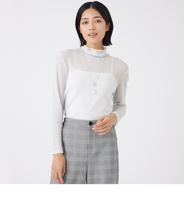 【ウォッシャブル】強撚ラメテレコカットソー