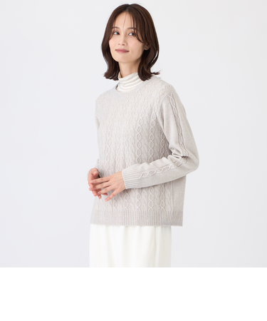 【ウォッシャブル】ケーブルニットプルオーバー