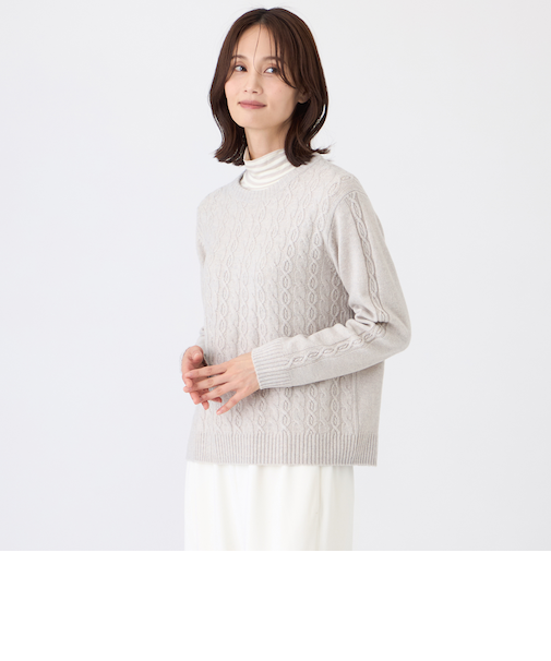 【ウォッシャブル】ケーブルニットプルオーバー
