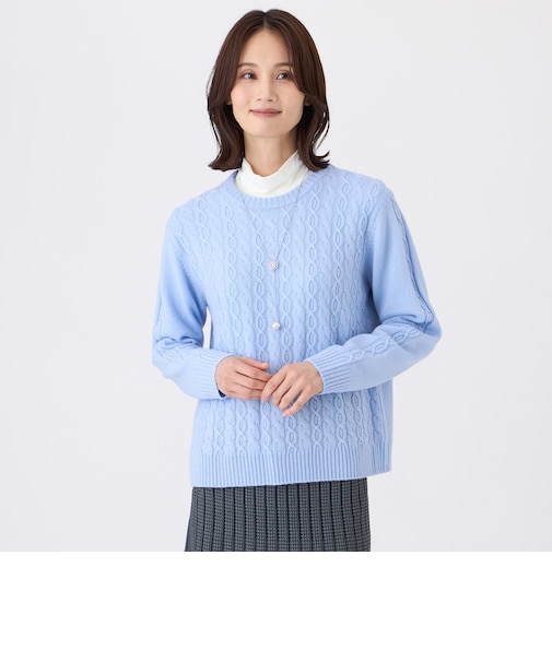【ウォッシャブル】ケーブルニットプルオーバー