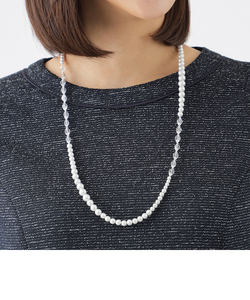 パールリボンネックレス