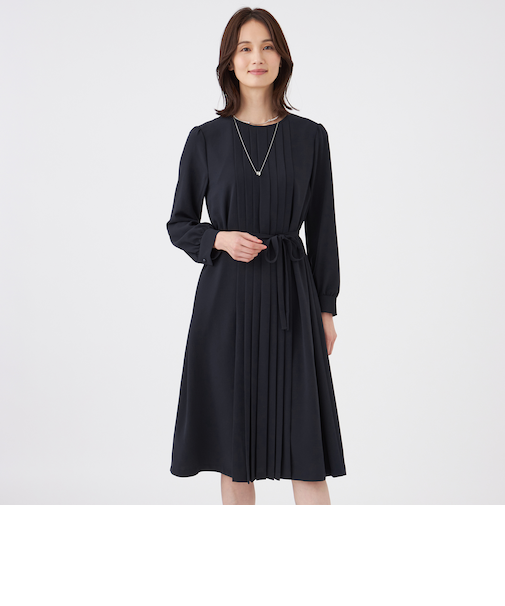 【ウォッシャブル・UV・防しわ】ストレッチジョーゼットワンピース