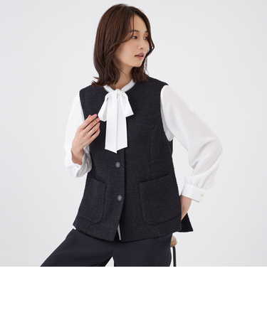 【ウォッシャブル】ミックスツィードジレ