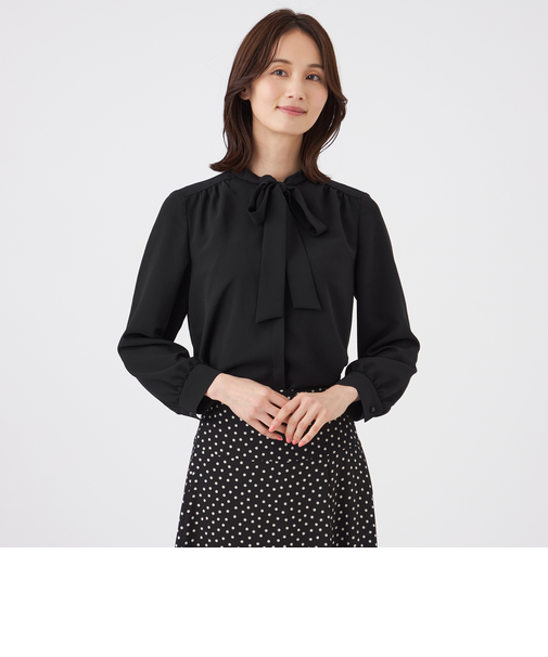 【ウォッシャブル・UV・防しわ】ストレッチジョーゼットブラウス