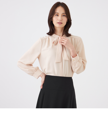【ウォッシャブル・UV・防しわ】ストレッチジョーゼットブラウス
