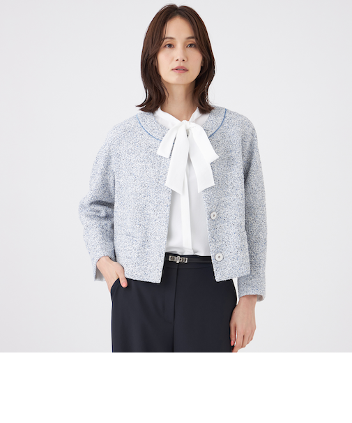 【ウォッシャブル】ミックスツィードジャケット