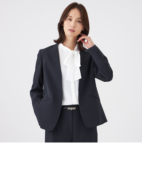 31.サテン黒ジャケット カジュアル 美シリーズ・セットアップ対応・ウォッシャブル】バックサテンジョー