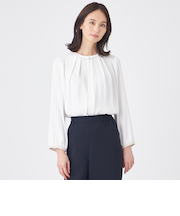 【ウォッシャブル】バックサテンジョーゼットブラウス