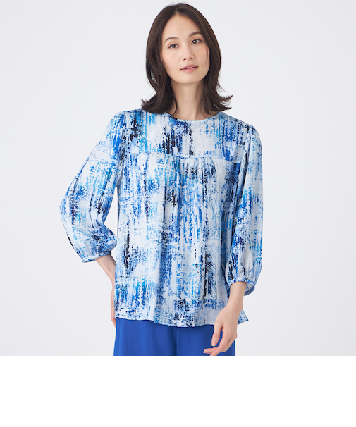 【ウォッシャブル】スプラッシュプリントブラウス