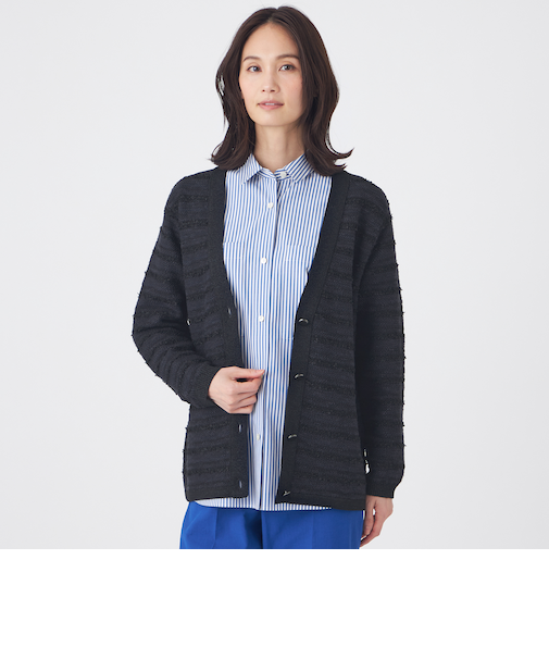 【ウォッシャブル】ツイードライクニットカーディガン