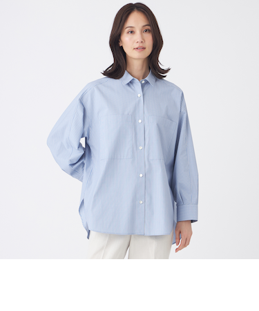 【ウォッシャブル】ブルーストライプシャツ