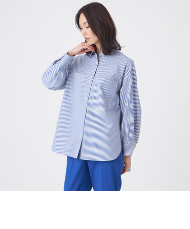 【ウォッシャブル】ブルーストライプシャツ