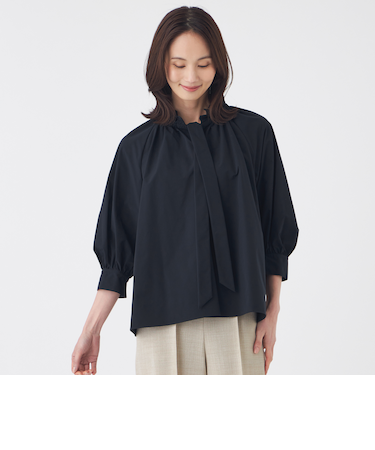 【はっ水・ウォッシャブル】フリーモーションタフタブラウス