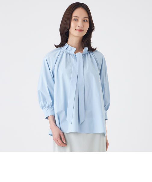 【はっ水・ウォッシャブル】フリーモーションタフタブラウス