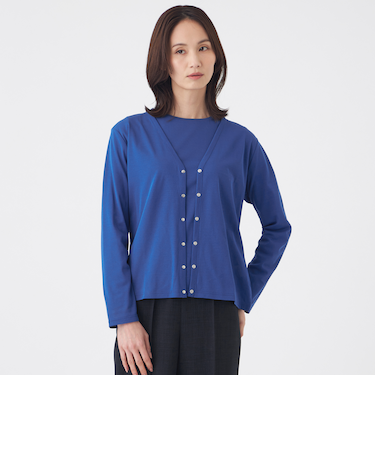 【接触冷感・ウォッシャブル】コットンフライスカーディガン