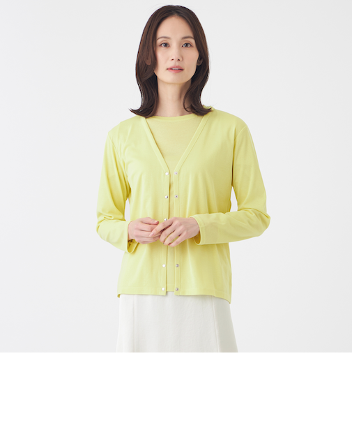 【接触冷感・ウォッシャブル】コットンフライスカーディガン