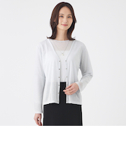 【ウォッシャブル】シアーラメフライスカーディガン