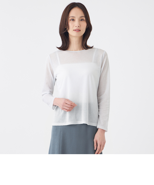 【ウォッシャブル】シアーラメフライスカットソー