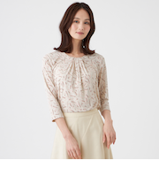 【ウォッシャブル】強撚スムースプリントブラウス