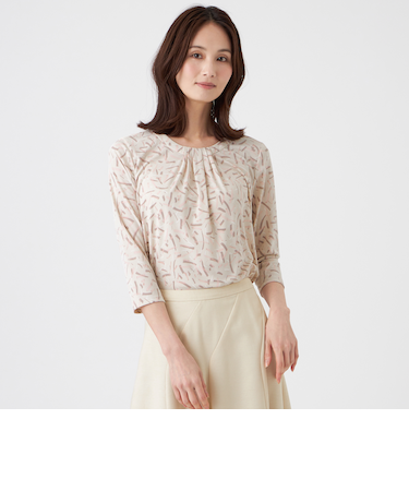 【ウォッシャブル】強撚スムースプリントブラウス