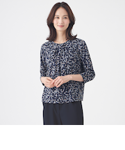 【ウォッシャブル】強撚スムースプリントブラウス