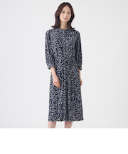 【ウォッシャブル】強撚スムースプリントワンピース