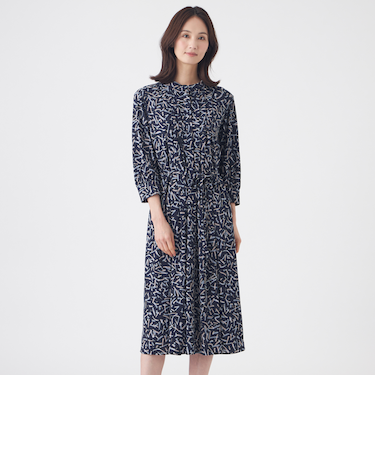 【ウォッシャブル】強撚スムースプリントワンピース