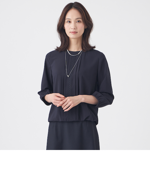 【ウォッシャブル】ストレッチファイユブラウス