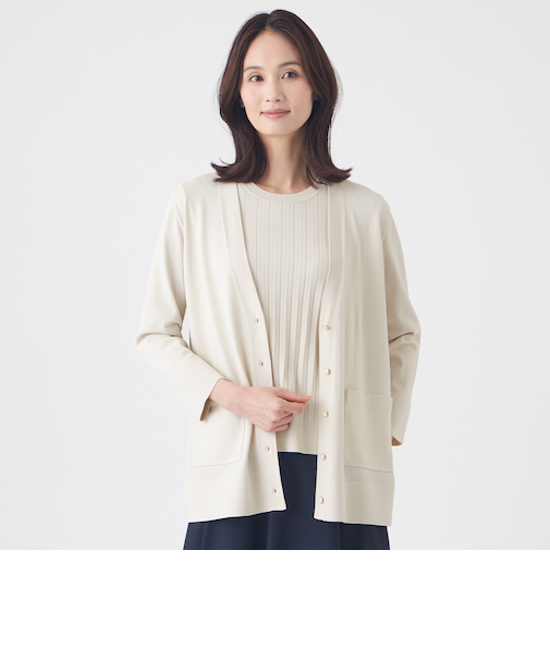 【ウォッシャブル】ヴィスコースストレッチカーディガン