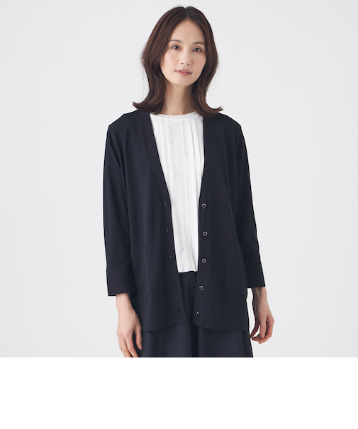 【ウォッシャブル】ヴィスコースストレッチカーディガン