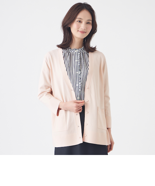 【ウォッシャブル】ヴィスコースストレッチカーディガン