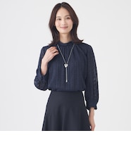 TOBECHIC近年モデル半袖ふんわりシアーシフォンプルオーバーブラウス