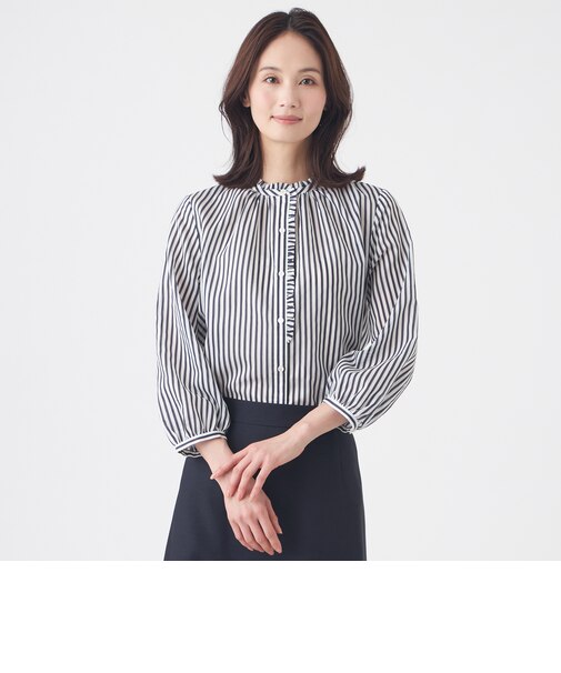 【ウォッシャブル】マルチストライプブラウス
