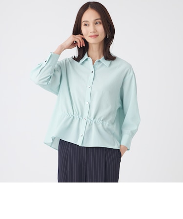 【接触冷感・ウォッシャブル】スラブクレープブラウス